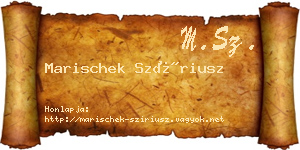 Marischek Szíriusz névjegykártya